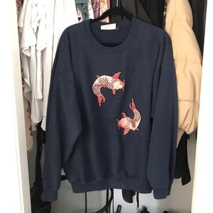 Topman Dark Blue Koi Fish Sweatshirt XL